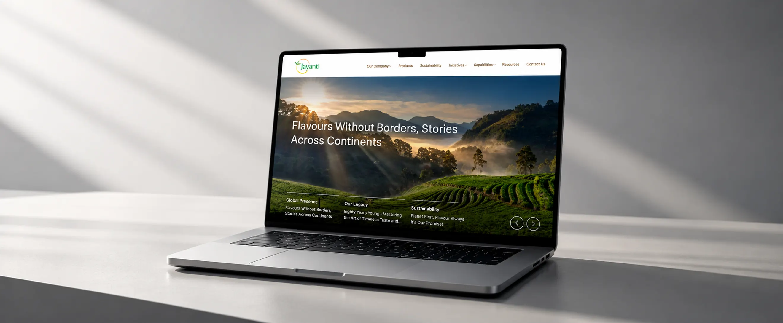 The Jayanti Herbs & Spice website on a laptop
