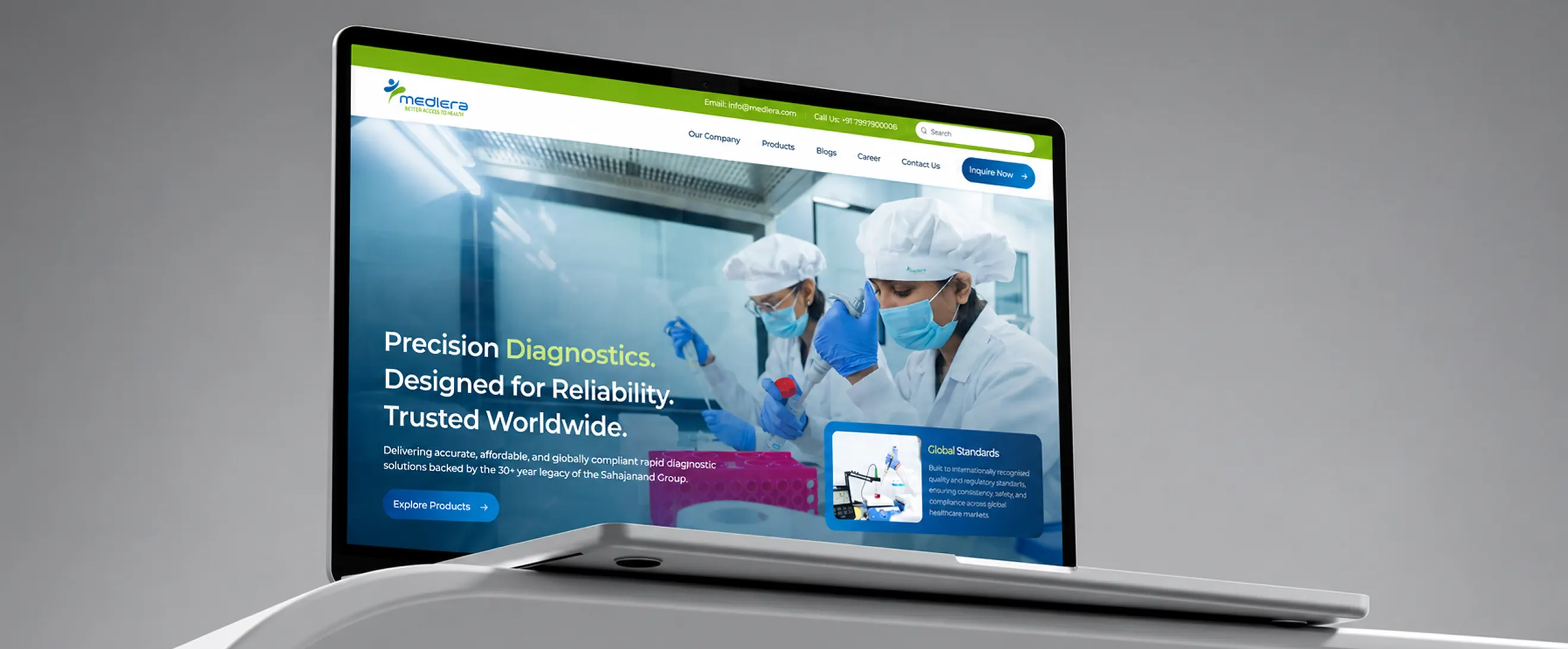 The Medlera website on a laptop